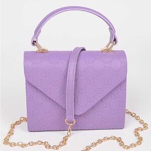 Gold Chain Logo Quilted Convertible Purse Bag